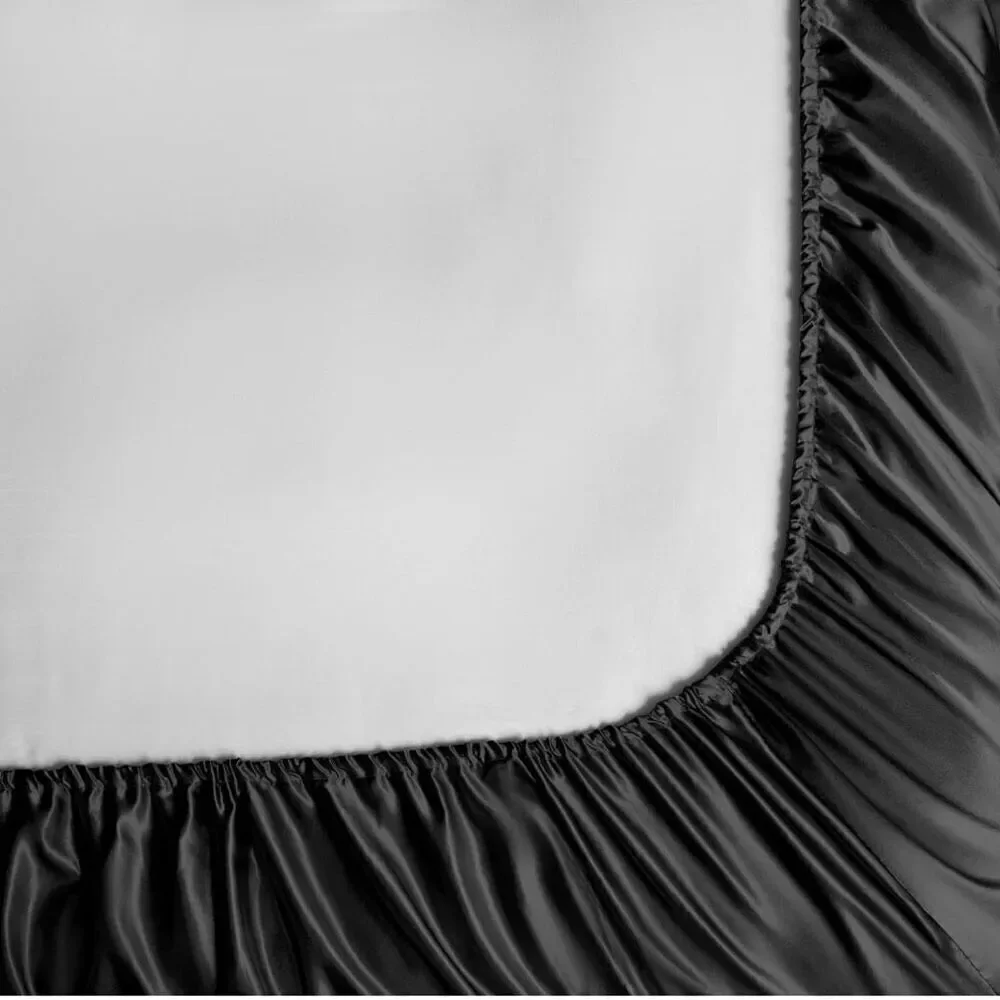 NWT Gorgeous Honeymoon Queen Black Luxury Soft Shiny Smooth Satin 4 pc Sheet Set